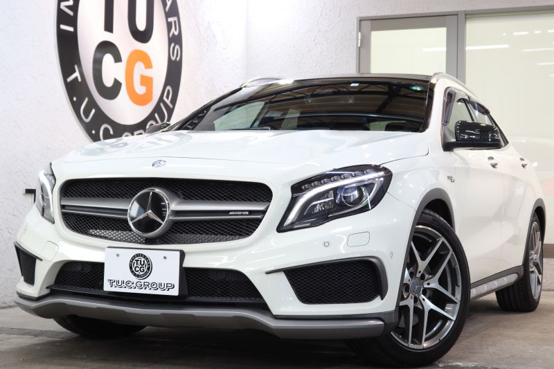 AMG GLA GLA45 4MATIC ﾚｰﾀﾞｰｾｰﾌﾃｨPKG　中期 ｷｰﾚｽｺﾞｰ 黒本革 ｼｰﾄﾋｰﾀｰ ﾊﾟﾉﾗﾏSR HDDﾅﾋﾞTV BT音楽 ﾊﾞｯｸｶﾒﾗ PTS 自動ﾃｰﾙｹﾞｰﾄ AMG強化ﾌﾞﾚｰｷ AMG専用装備&ﾁｭｰﾆﾝｸﾞ ﾀﾞｲﾅﾐｯｸｾﾚｸﾄ 7AT　2年保証