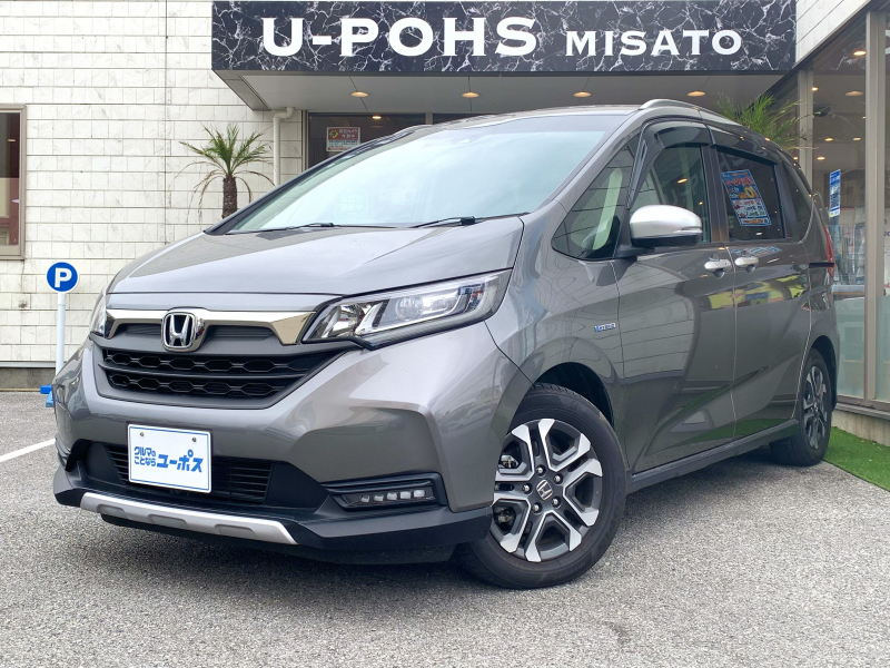 ホンダ フリード＋ ハイブリッド　クロスターホンダセンシング　OP10年保証対象車　純正9インチナビ　ハーフレザーシート　両側パワースライドドア　前後ドライブレコーダー　ETC車載器　ルーフレール