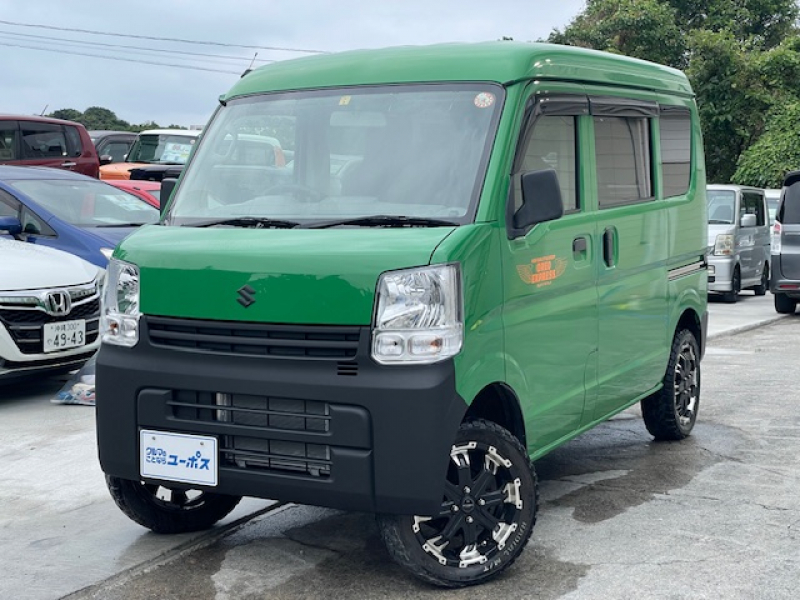 スズキ エブリィ PCハイルーフ　Bluetoothオーディオ　ナビ　リフトアップ車　オールペン（白→緑）
