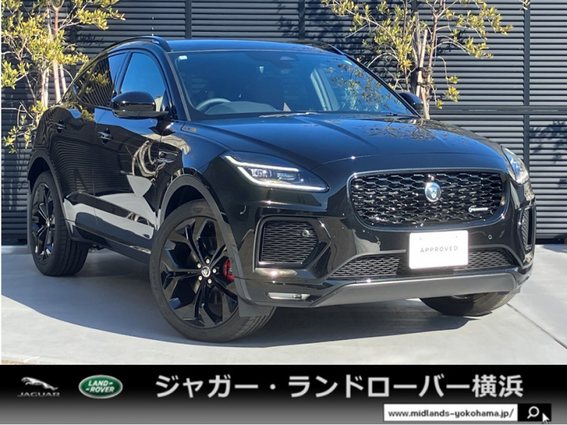 ジャガー E-PACE RダイナミックSE2.0L P250 4WD 1オーナー ガラスルーフ 21インチスタイル5053グロスブラックホイール コールドクライメートコンビニエンスパック ダイナミックパック シートヒーター ステアリングヒーター ルーフレール アンビエントライト アダプティブダイナミクス